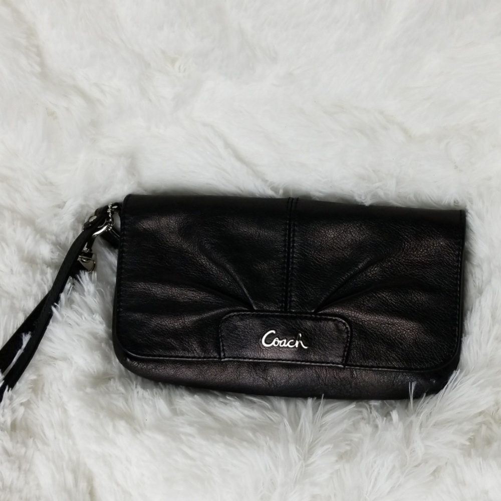 Coach Black Leather Wristlet